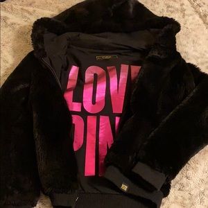 PINK fur hoodie